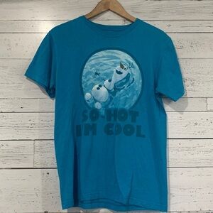 Disney Frozen So Hot I’m Cold Olaf Graphic Blue Women’s Size M Tee Shirt